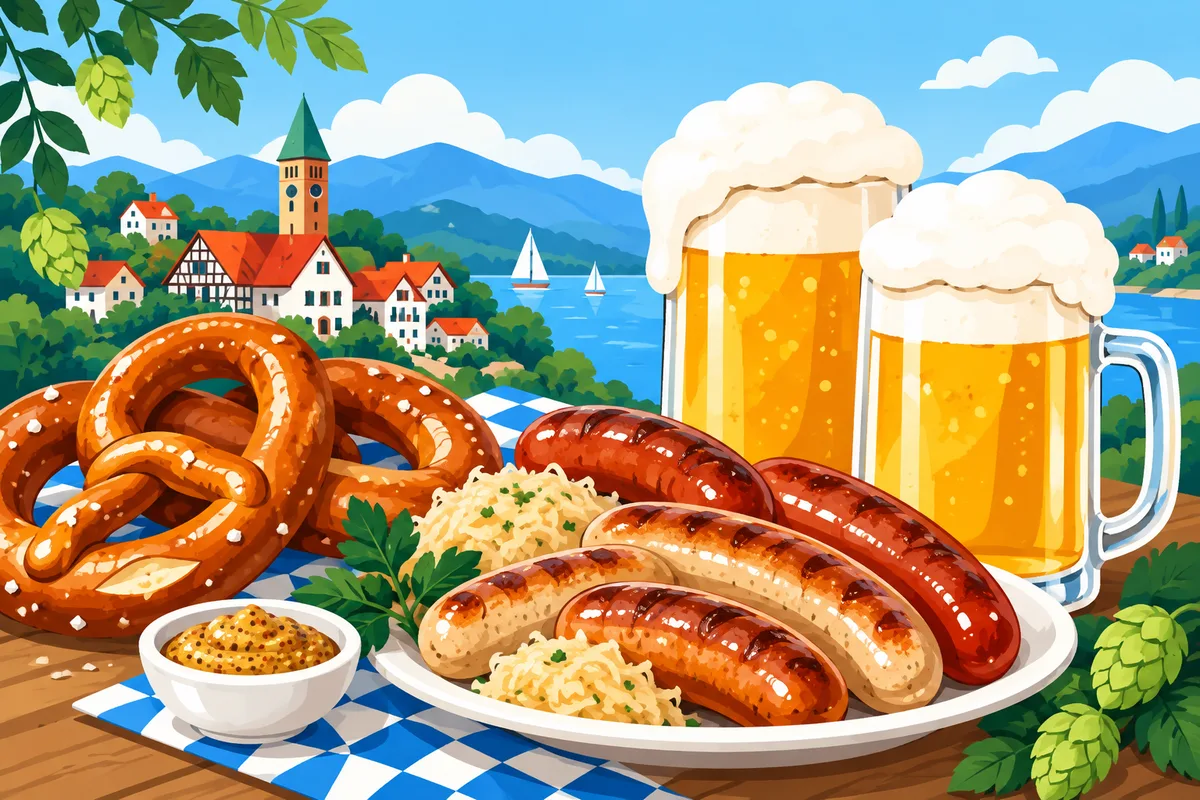 Brezn und Würste zum Bier